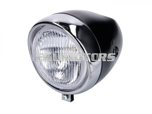 Headlight round 130mm black for classic car, Puch