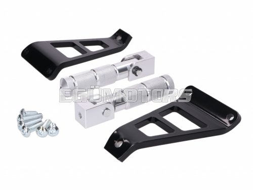 Pillion footrest set CNC silver for Beta RR 50 (with bracket)