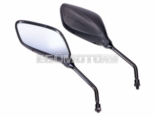 mirror set rhombical black M8 thread, right side mirror with left-hand thread