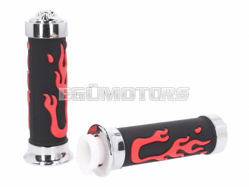 handlebar rubber grip set Custom Flame red