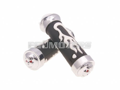 handlebar rubber grip set Custom Flame white