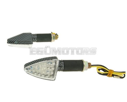 indicator light set M10 thread LED carbon look Mini, long version