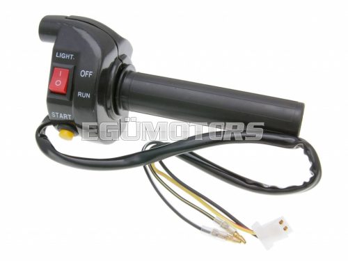 throttle tube w/ light and start switch black - universal