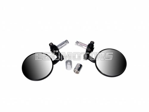 handle bar end mirror set aluminum CNC black round