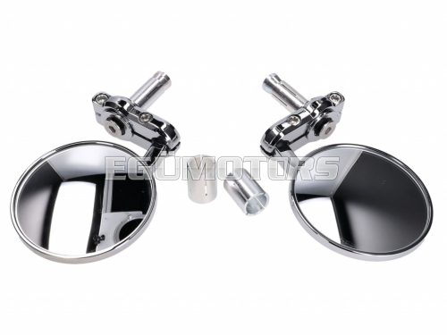 handle bar end mirror set CNC chromed round