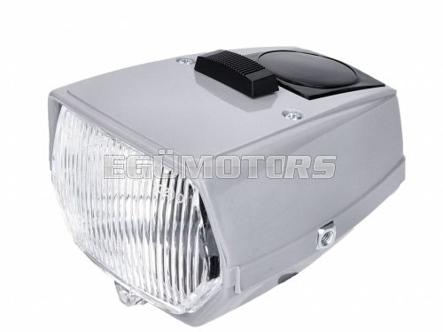 headlight assy grey w/ switch for moped