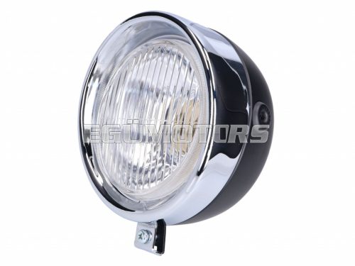 headlight assy round black Classic universal for Puch, Kreidler, Zündapp and many more