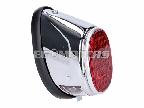 tail light assy moped oval chromed universal for Puch MS, MV, Maxi, Kreidler, Zündapp