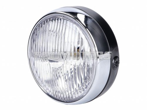 headlight assy round black universal 145mm for moped