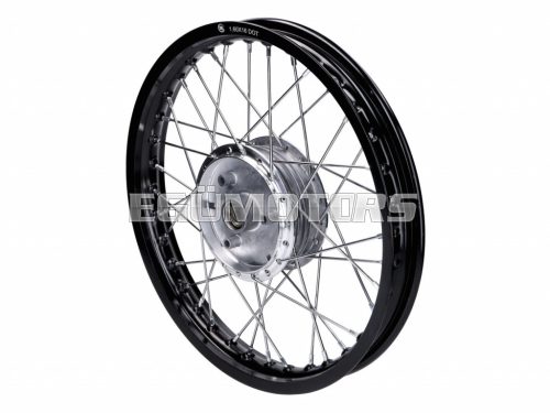 spoke wheel 1.60 x 16 aluminum black for Simson S50, S51, S53, S70, S83, KR51/1, KR51/2 Schwalbe, SR4-1 Spatz, SR4-2 Star, SR4-3 Sperber, SR4-4 Habicht