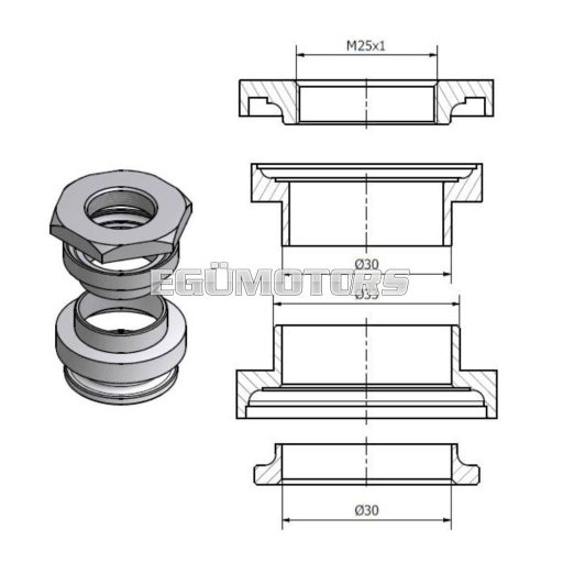 RMS kormánycsapágy szett, Kymco
