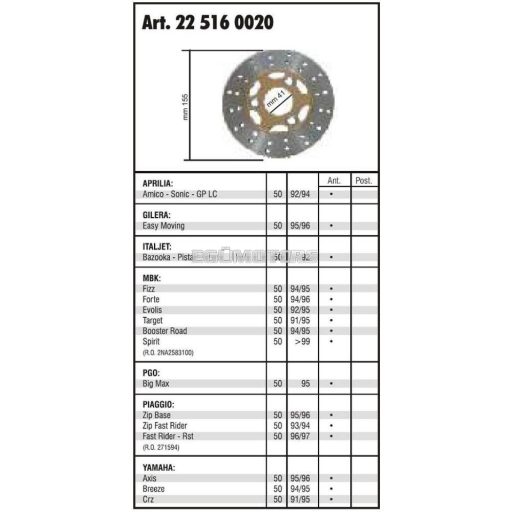 RMS féktárcsa, 155x40.7