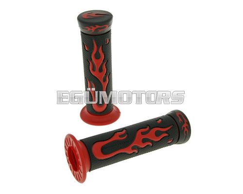 handlebar rubber grip set Flame black, red