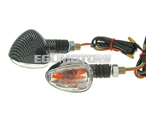 indicator light set M10 thread carbon look Doozy transparent, short version