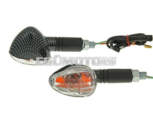 indicator light set M10 thread carbon look Doozy transparent, long version