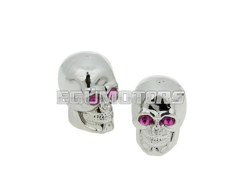 valve cap set Skull chrome - universal