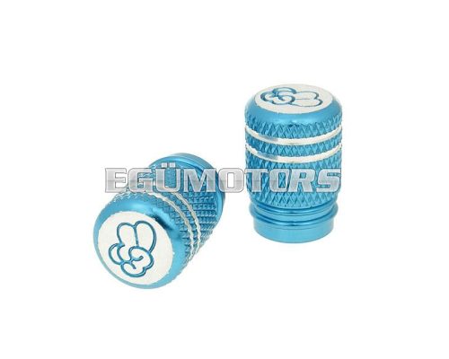 valve cap set Peace anodized aluminum - blue - universal