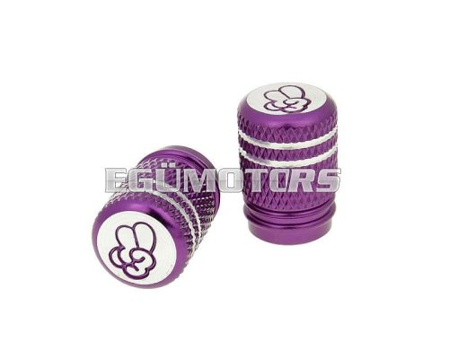 valve cap set Peace anodized aluminum - purple - universal