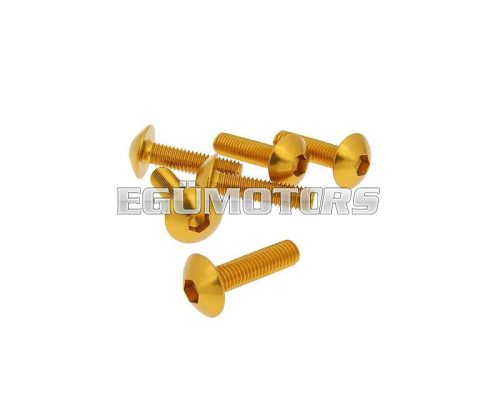 fairing screws hex socket head - anodized aluminum gold - set of 6 pcs - M5x20