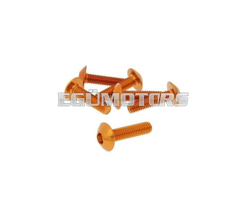 fairing screws hex socket head - anodized aluminum orange - set of 6 pcs - M5x20