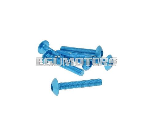 fairing screws hex socket head - anodized aluminum blue - set of 6 pcs - M5x30