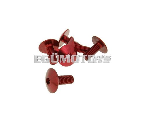 fairing screws hex socket head - anodized aluminum red - set of 6 pcs - M6x15