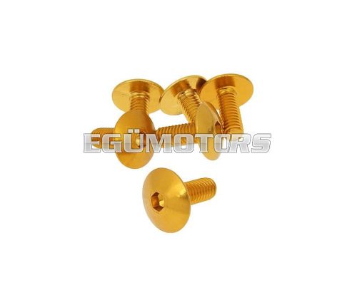 fairing screws hex socket head - anodized aluminum gold - set of 6 pcs - M6x15