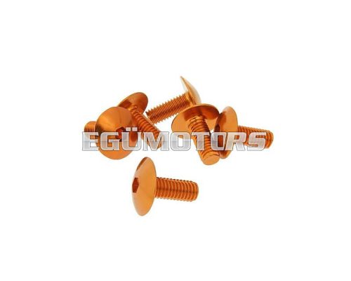 fairing screws hex socket head - anodized aluminum orange - set of 6 pcs - M6x15