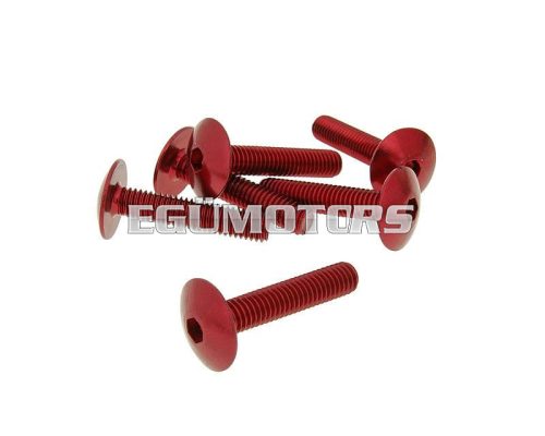 fairing screws hex socket head - anodized aluminum red - set of 6 pcs - M6x30