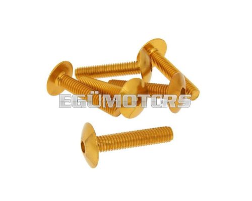 fairing screws hex socket head - anodized aluminum gold - set of 6 pcs - M6x30