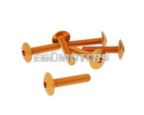 fairing screws hex socket head - anodized aluminum orange - set of 6 pcs - M6x30