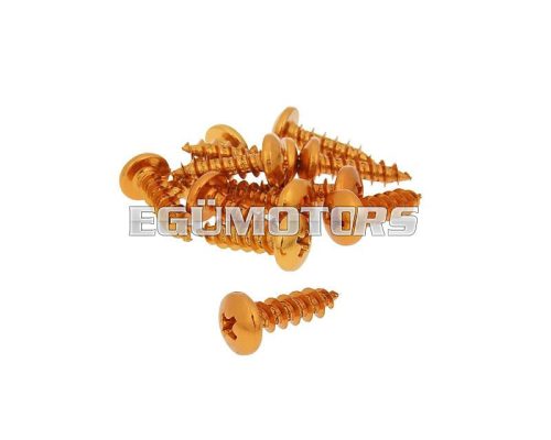 fairing screws anodized aluminum orange - set of 12 pcs - M6x20