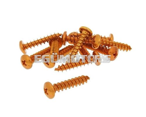 fairing screws anodized aluminum orange - set of 12 pcs - M6x30