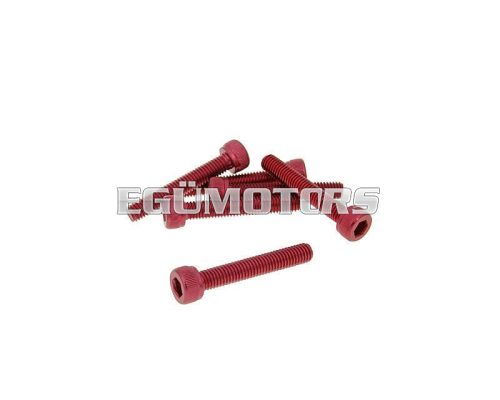 hexagon socket screw set - anodized aluminum red - 6 pcs - M5x30 - styling