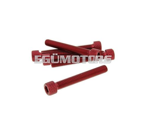 hexagon socket screw set - anodized aluminum red - 6 pcs - M6x45 - styling