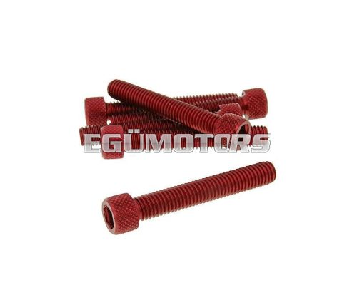 hexagon socket screw set - anodized aluminum red - 6 pcs - M8x50 - styling