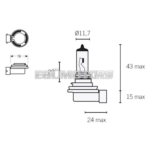 Vparts Fényszóró izzó halogén, H8 PGJ19-1 12V 35W