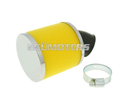 air filter Big Foam 28-35mm bent carb connection (adapter) yellow