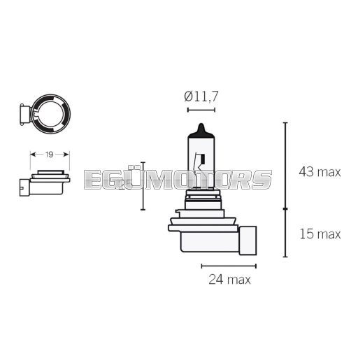 Vparts Fényszóró izzó halogén H11 PGJ19-2 12V 55W