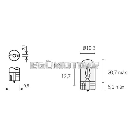 Vparts Irányjelző izzó üvegfoglalattal W5W W2,1x9,5d 12V 5W