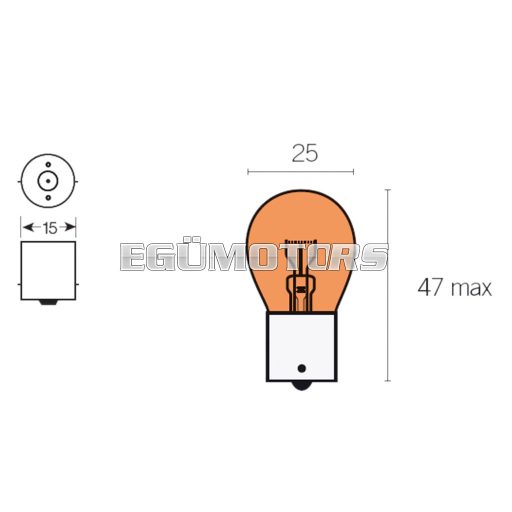 Vparts Irányjelző izzó narancssárga PY21W BAU15s 12V 21W