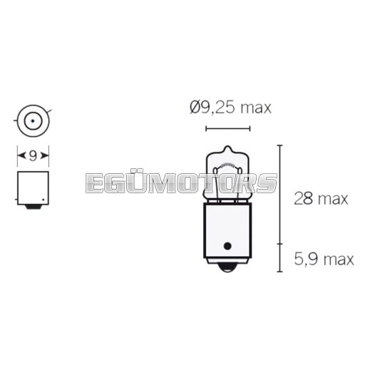Vparts Irányjelző izzó narancssárga H6W BAX9s 12V 6W