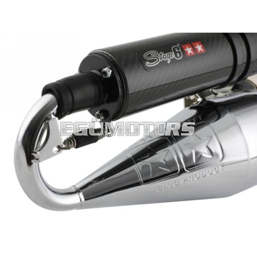 Stage6 Pro Replica kipufogó, Krom/karbon, Peugeot fekvő