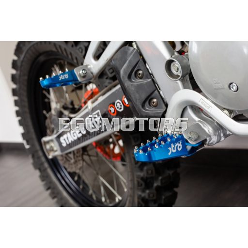 STR8 MX Evo CNC lábtartó készlet kék, Derbi